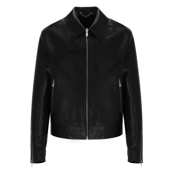 Black Leather Jacket with Collar