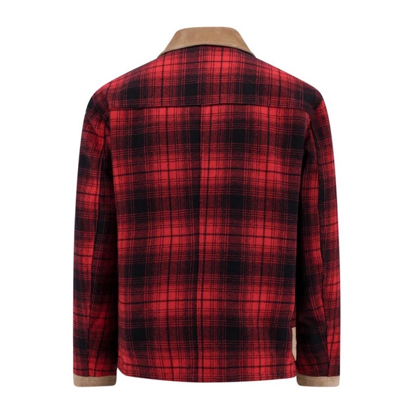 Red Wool and Suede Check Jacket for Men