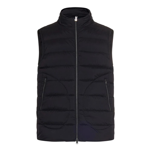 Black Nylon Gilet with Fine Down Padding