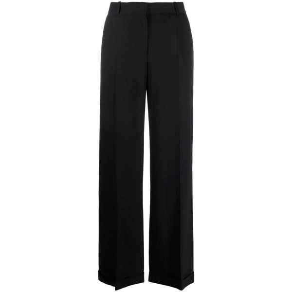 Straight Leg Black Wool Trousers