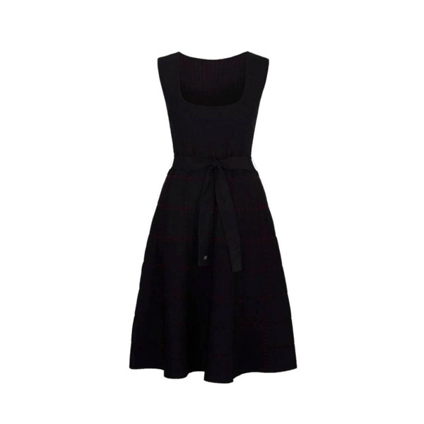 Jacquard Black Dress with Contrast Motifs