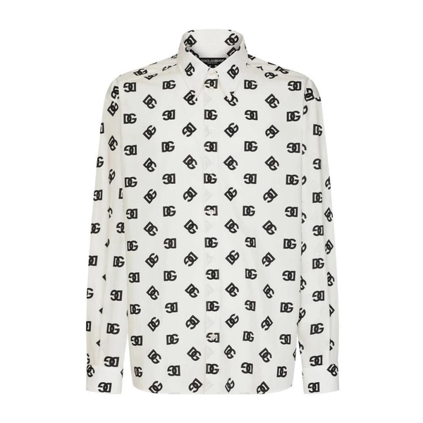 Oversize cotton shirt with DG Monogram print