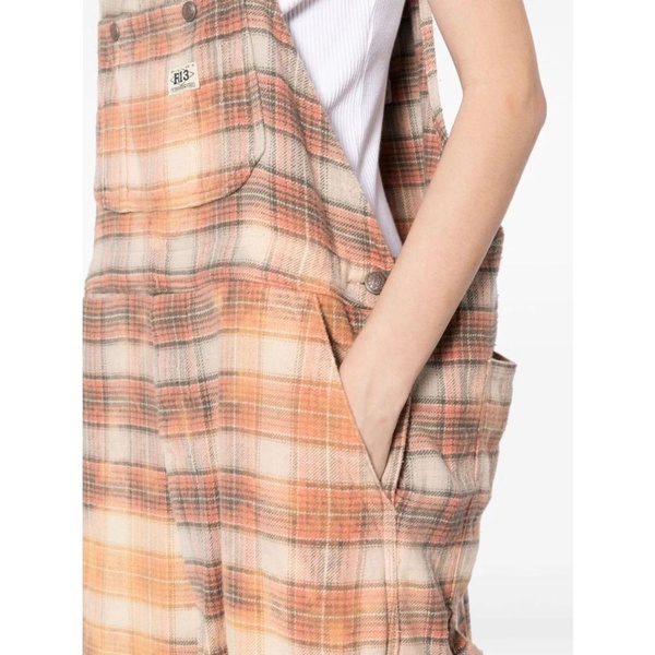 Plaid Jumbo Overall in Bleached Orange