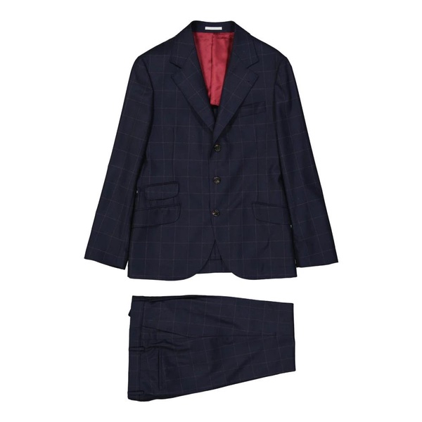 Wool Suit with Button Closure and Zip Fastening