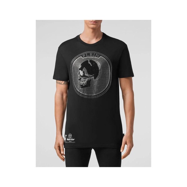 Black T-Shirt with Crystal Skull Print