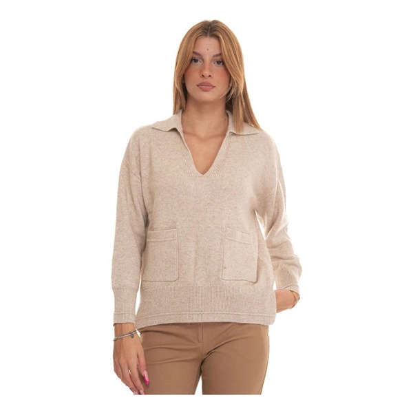 PHINE Pullover, Polo Neck, V Neck, Front Pockets