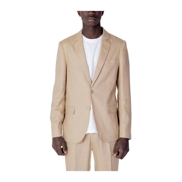 Beige Linen Blend Suit Jacket