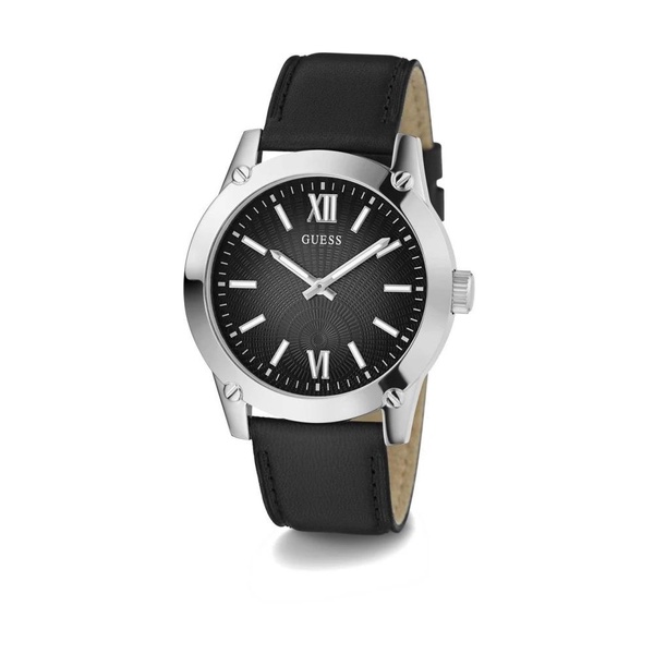 Crescent Black Leather Watch