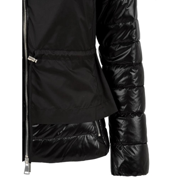 Black Zip-Up Coat with Adjustable Waist