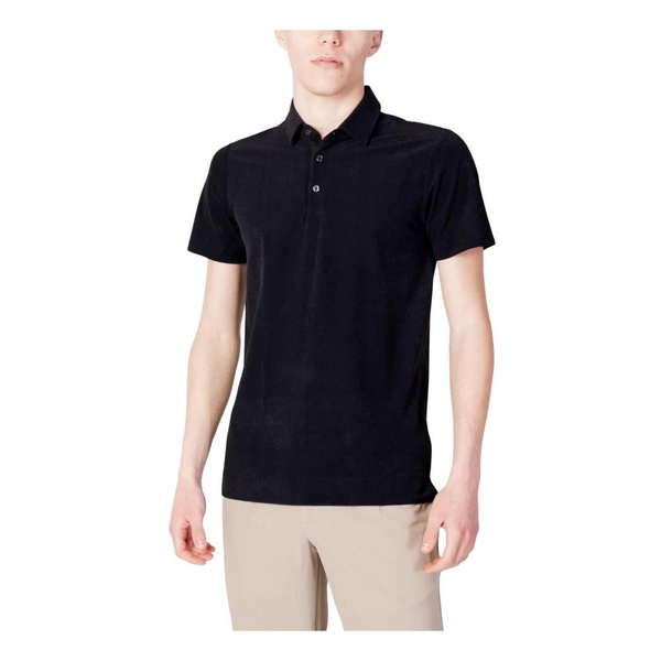 Black Plain Polo with Short Sleeves for Men