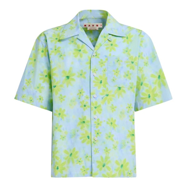 Poplin bowling shirt with parade print