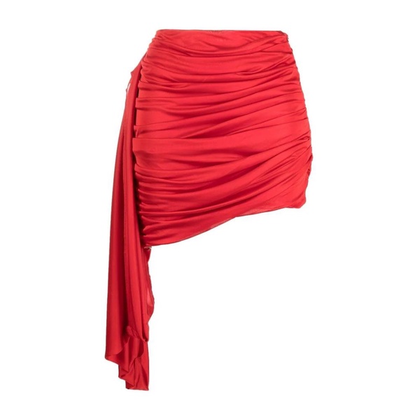 Red Draped Mini Skirt