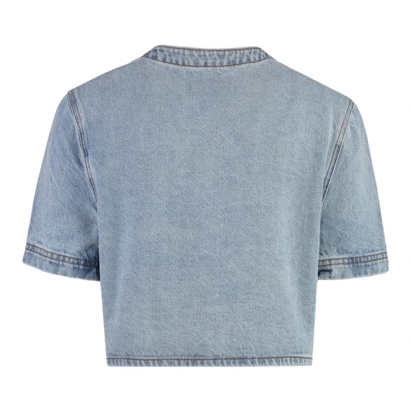 Embroidered Denim Top with Pockets