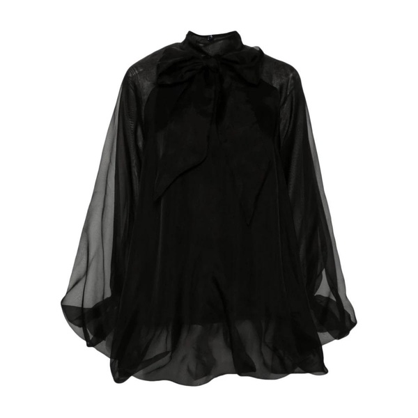 Black Silk Organza Puffball Dress