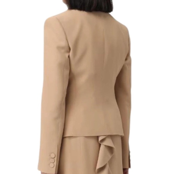 Beige Tuxedo Jacket Crepe Camel