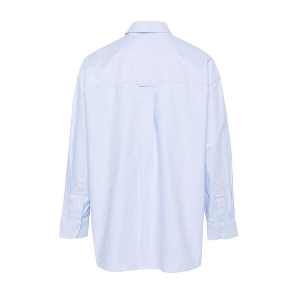 Blue Oxford Cotton Logo Embroidered Shirt