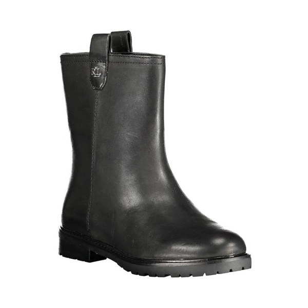 Black Polyester Boots with Contrast Details