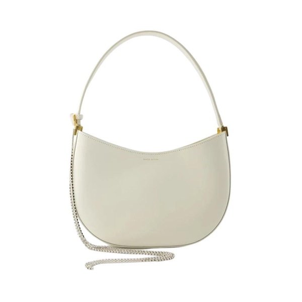 Cream Leather Medium Hobo Bag