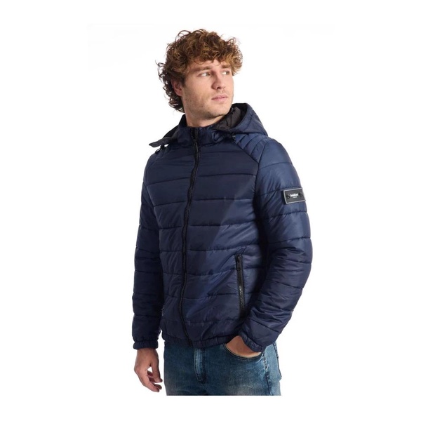 Blue Quilted Zip Jacket with Pockets