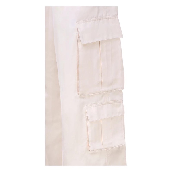 Satin Cargo Trousers Cream Linen