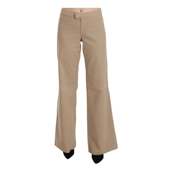 Beige Flared Cotton Trousers