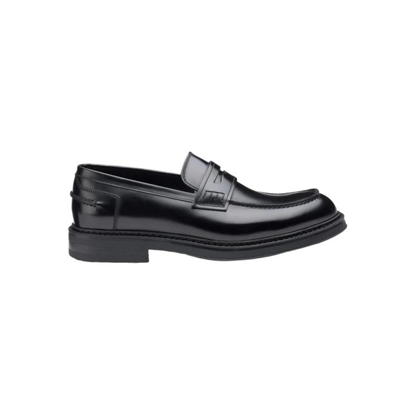 Black Leather Rubber Sole Moccasin