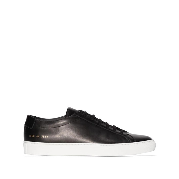 Black Leather Sneakers Gold Logo