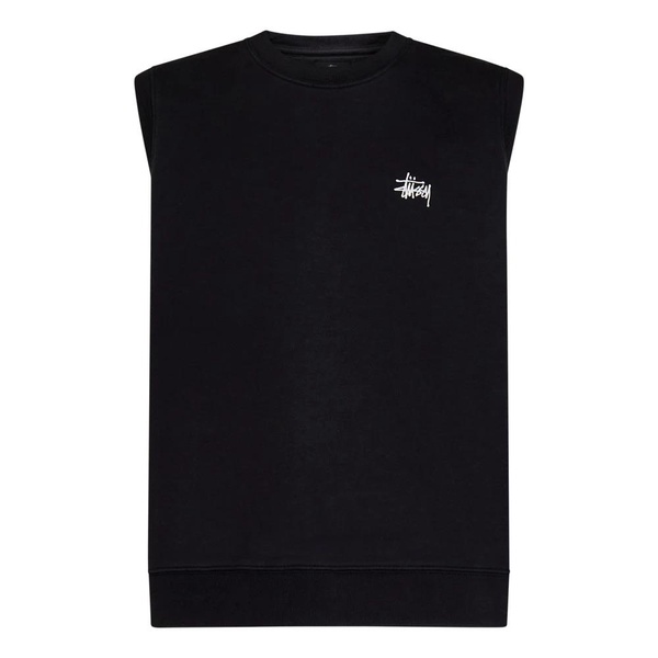 Black Sleeveless Cotton Jacket with Logo