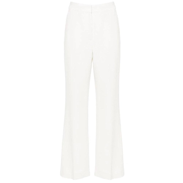 Chic Wide Trousers in White & Green