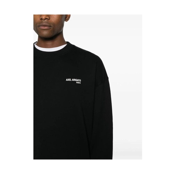 Black Cotton Sweatshirt with Logo Print