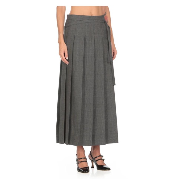 Grey Wool Pleated Skirt