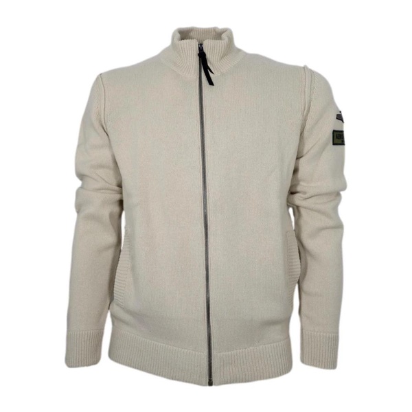 Mens Full Zip Cardigan with Dedicated Patch - Beige