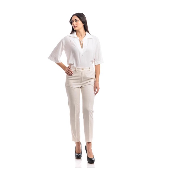 Slim Fit Ankle Pants in Poly Stretch