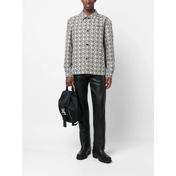 Black Jacquard Diamond-Pattern Shirt