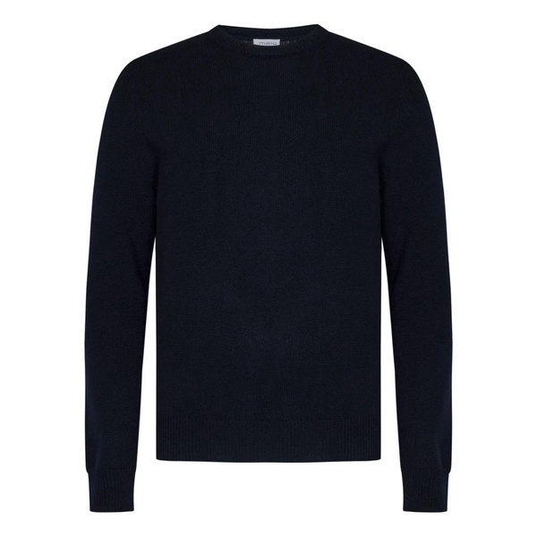 Blue Cashmere Sweater Ribbed Crewneck