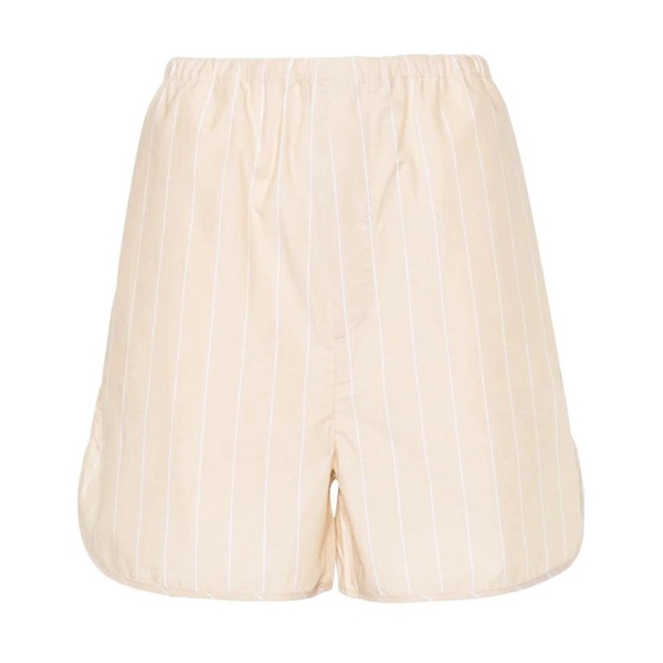 Beige Cotton Poplin Shorts