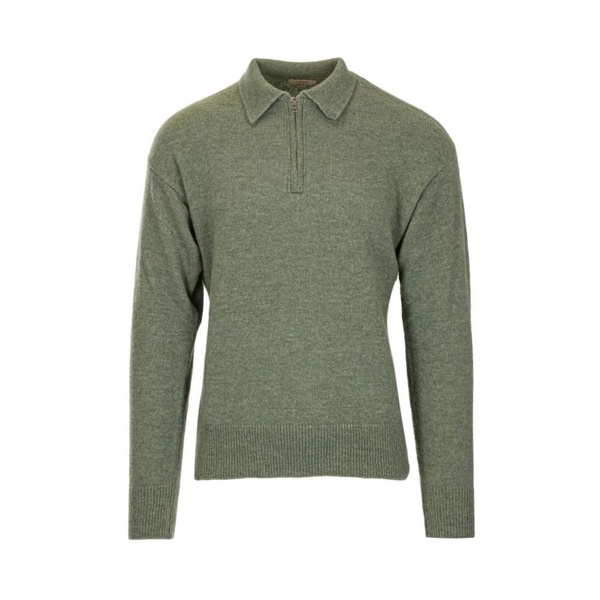 Brushed Solid Polo Zipper Sweater