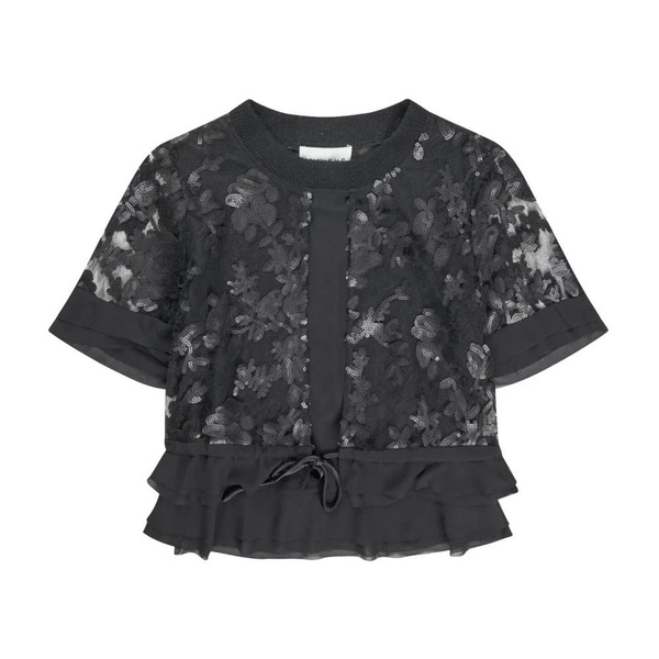 Sequin Blouse with Ruffle Detail