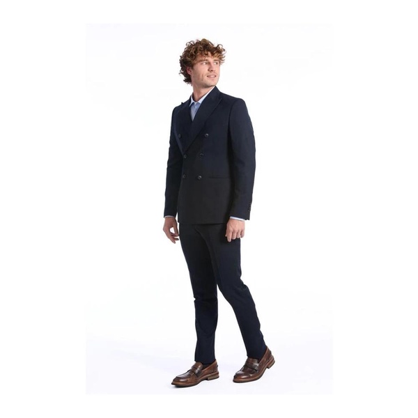 Blue Wool Double Breasted Suit