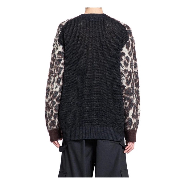 Leopard Jacquard V-Neck Sweater