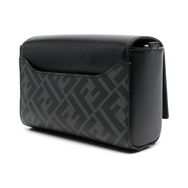 Black Compact Messenger Bag with FF Application