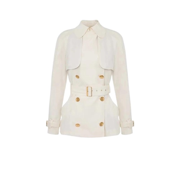 White Belted Winter Coat