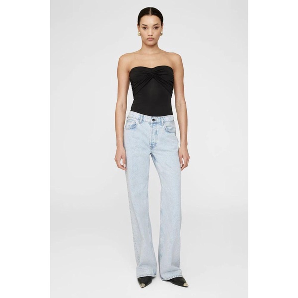 Blue High-Waist Straight Leg Jeans