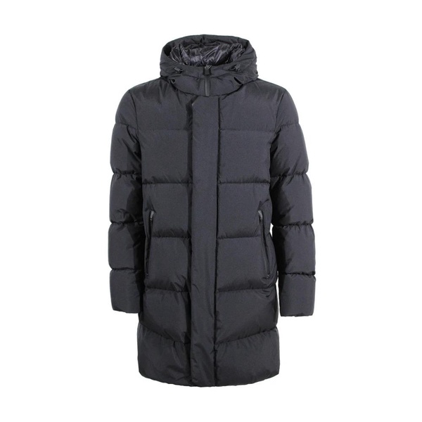 Black Polyester Coat with Hood