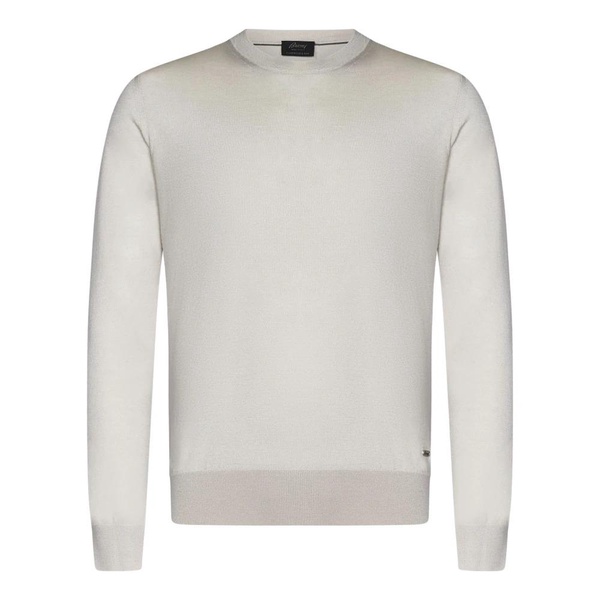 Ribbed crew neck cashmere sweater ivory