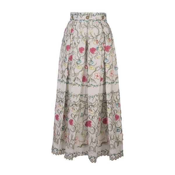 Embroidered cotton midi skirt