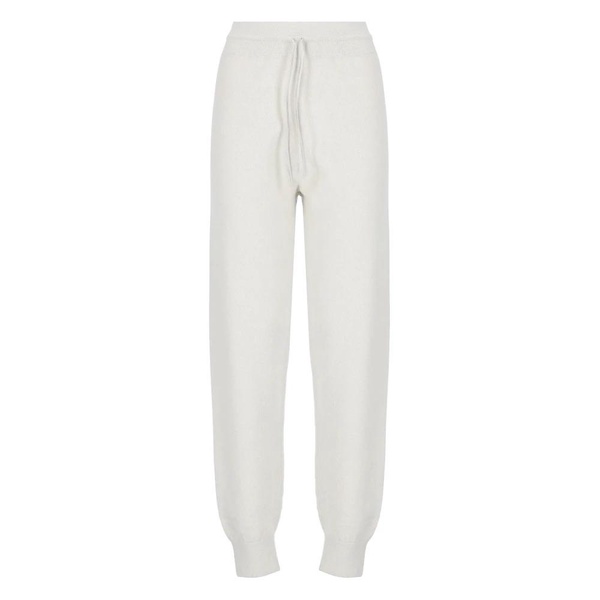 Ivory Wool Pants Elastic Waist Drawstrings