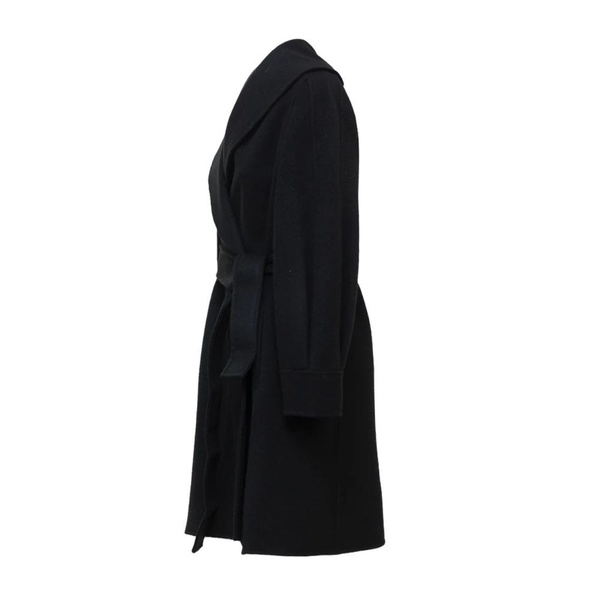 Wool Coat with Belt and Balloon Sleeves