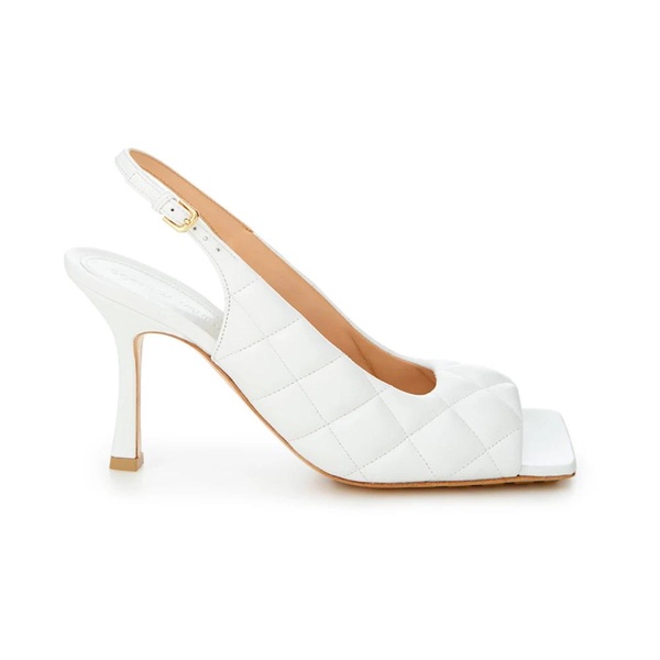 White Matelasse Sandal with Ankle Strap