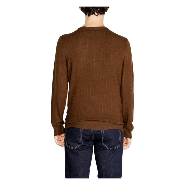 Brown Plain Knitwear Long Sleeves Men